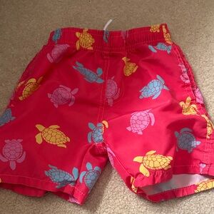 Vibrant Turtle Print Kids Swim Shorts